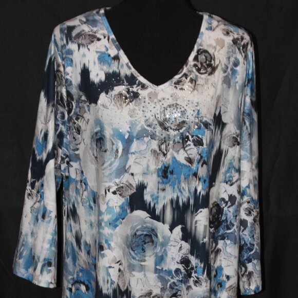 Catherines Floral Tunic Style Womens Top - Picture 11 of 11